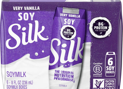 Silk Milk Shelf-Stable Soymilk Singles Very Vanilla Dairy-Free 8oz (6 Pack) - Food & Beverages > Non-Alcoholic Drinks