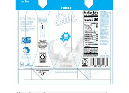 Silk Shelf-Stable Almond Milk Singles Vanilla Dairy-Free Non-GMO 8oz (4 Pack) - Food & Beverages > Non-Alcoholic Drinks