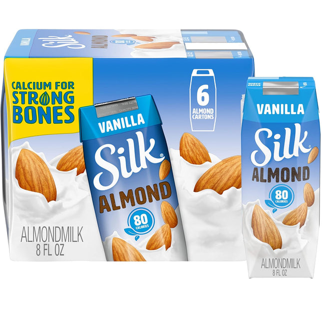 Silk Shelf-Stable Almond Milk Singles Vanilla Dairy-Free Non-GMO 8oz (6 Pack) - Food & Beverages > Non-Alcoholic Drinks