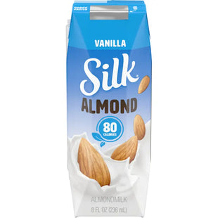 a bag of almond milk