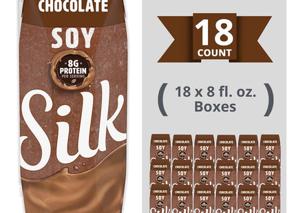 Silk Soy Milk Singles Chocolate Shelf-Stable Dairy-Free 8 Floz (18 Pack) - Food & Beverages > Non-Alcoholic Drinks