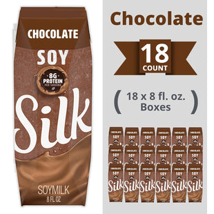 Silk Soy Milk Singles Chocolate Shelf-Stable Dairy-Free 8 Floz (18 Pack) - Food & Beverages > Non-Alcoholic Drinks