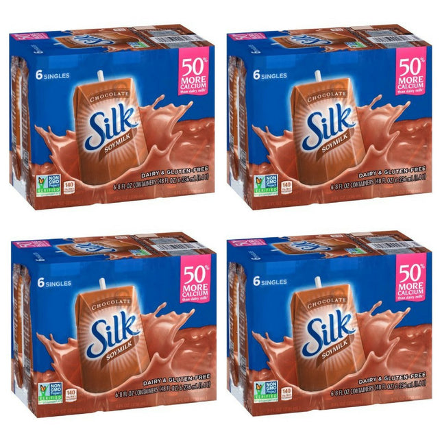 Silk Soy Milk Singles Chocolate Shelf-Stable Dairy-Free 8 Floz (24 Pack) - Food & Beverages > Non-Alcoholic Drinks