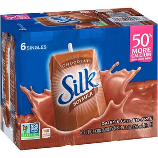 Silk Soy Milk Singles Chocolate Shelf-Stable Dairy-Free 8 Floz (6 Pack) - Food & Beverages > Non-Alcoholic Drinks