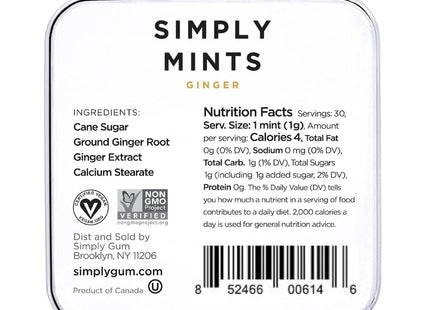 Simply Gum Mints Natural Ginger Breath 1.1oz (12 Pack) - Food & Beverages > Sweets Chocolate Gums