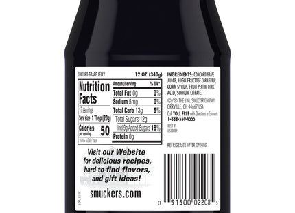 Smucker’s Concord Grape Jelly 12oz (6 Pack) - Food & Beverages > Jam Honey Spreads Jams Preserves