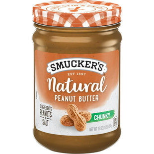 Smucker’s Natural Chunky Peanut Butter Gluten free Non-GMO 16oz (4 Pack) - Food & Beverages > Jam Honey Spreads Nut