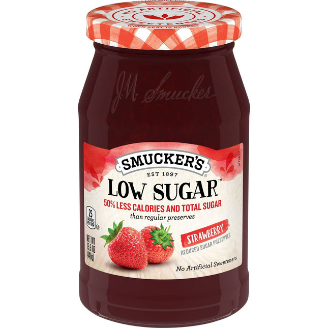 Smuckers Reduced Sugar Strawberry Preserves Low 15.5oz (8 Pack) - Food & Beverages > Jam Honey Spreads Jams