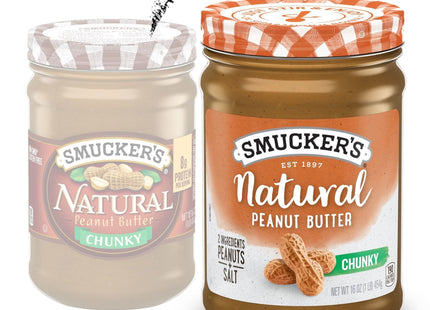 Smucker’s Natural Chunky Peanut Butter Gluten free Non-GMO 16oz (4 Pack) - Food & Beverages > Jam Honey Spreads Nut