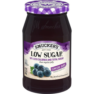 Smucker’s Low Sugar Concord Grape Reduced Jelly 15.5oz Jars (12 Pack) - Food & Beverages > Jam Honey Spreads Jams