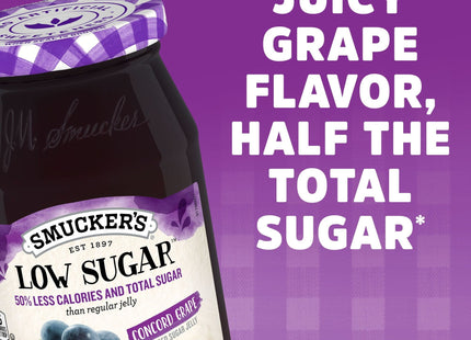 Smucker’s Low Sugar Concord Grape Reduced Jelly 15.5oz Jars (12 Pack) - Food & Beverages > Jam Honey Spreads Jams