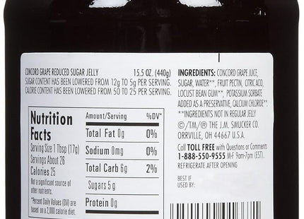 Smucker’s Low Sugar Concord Grape Reduced Jelly 15.5oz Jars (4 Pack) - Food & Beverages > Jam Honey Spreads Jams