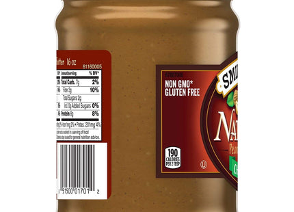 Smucker’s Natural Chunky Peanut Butter Gluten free Non-GMO 16oz - Food & Beverages > Jam Honey Spreads Nut Butters