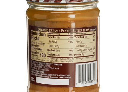 Smucker’s Organic Creamy Peanut Butter Gluten free 16oz (12 Pack) - Food & Beverages > Jam Honey Spreads Nut Butters