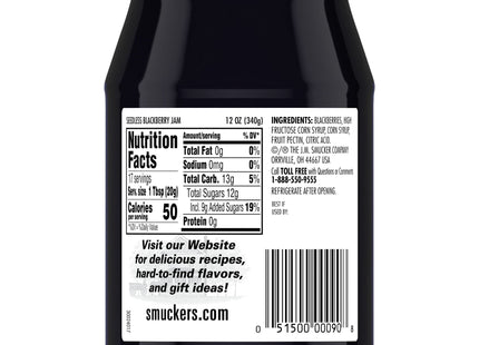 Smucker’s Seedless Blackberry Jam 12oz Jar(12 Pack) - Food & Beverages > Honey Spreads Jams Preserves