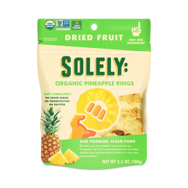 a bag of organic organic dried pineapples