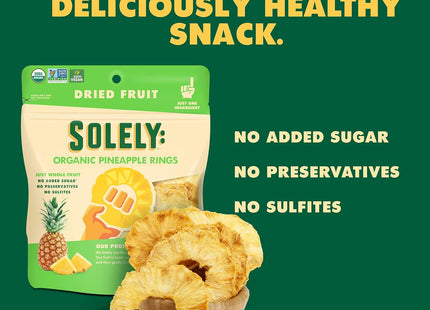 Solely Usda Organic Pineapple Rings Dried Fruit Non-GMO 3.5oz (2 Pack) - Food & Beverages > Fruits Vegetables Veg