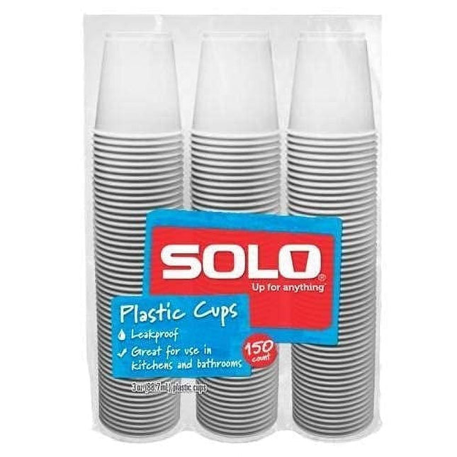 Solo 3oz Plastic Bathroom Cups White Crack resistant 150ct (12 Pack) - Kitchen & Dining > Food Storage Disposable Lids