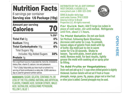 Sonic Green Apple Gelatin Mix Fat Free Dessert Drive-In Flavor 3.94oz (2 Pack) - Food & Beverages > Baking Desserts