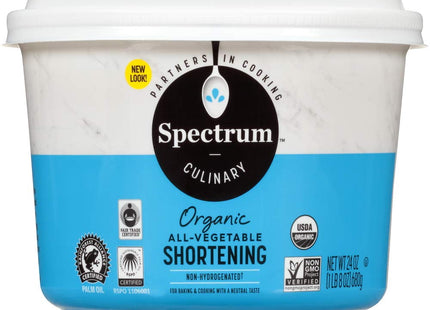 Spectrum Culinary Organic All-vegetable Shortening Gluten-Free 24oz (24 Pack) - Health Care > Vitamins & Lifestyle