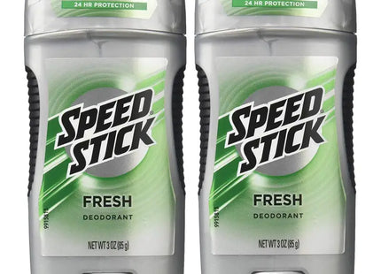 two bottles of speed stick deodorant on a white background