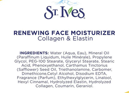 st ives renewing face moisturizer with collagen and elastin