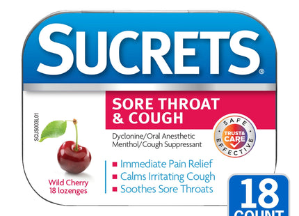 Sucrets Sore Classic Throat Lozenge Original Formula Wild Cherry 18ct - Health Care > Coughing & Throats Cough Cold Flu