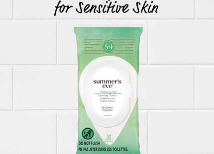 Summer’s Eve Aloe Love Gentle Daily Feminine Wipes pH Balanced 32ct (2 Pack) - Personal Care >