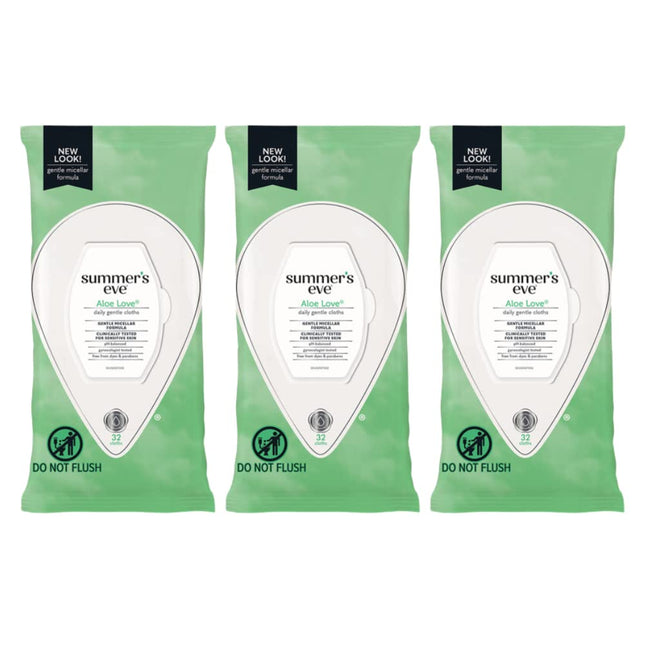 Summer’s Eve Aloe Love Gentle Daily Feminine Wipes pH Balanced 32ct (3 Pack) - Personal Care >