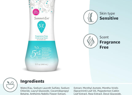 Summer’s Eve Gentle Daily Feminine Wash Removes Odor Unscented 15oz (2 Pack) - Personal Care > Bath & Body Deodorant