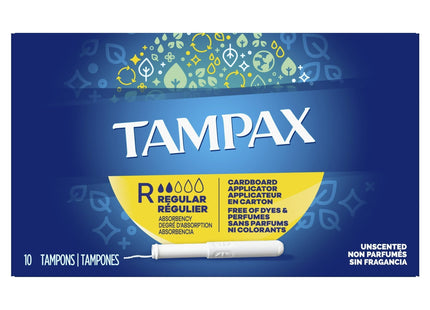 Tampax Cardboard Tampons Regular Absorbency Anti-Slip Grip 10ct (2 Pack) - Personal Care > Feminine
