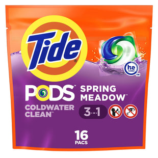 Tide PODS Liquid Laundry Detergent 3In Pacs Spring Meadow Scent 16ct (8 Pack) - Household Supplies > Detergents