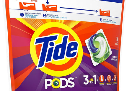 Tide PODS Liquid Laundry Detergent 3In Pacs Spring Meadow Scent 16ct - Household Supplies > Detergents Softeners &