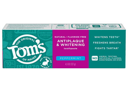 Tom’s of Maine Antiplaque-Whitening Natural Toothpaste Peppermint 4.5oz - Personal Care > Oral