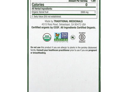 Traditional Medicinals Organic Herbal Fennel 16 Bags (6 Pack) - Food & Beverages > Non-Alcoholic Drinks Infusions