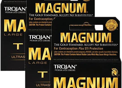 Trojan Magnum Thin Large Size Condom Ultra-smooth Lubricant 3ct (2 Pack) - Health Care > Sexual Wellness Condoms &