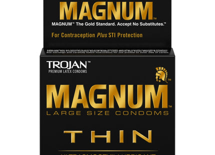 Trojan Magnum Thin Large Size Condom Ultra-smooth Lubricant 3ct (2 Pack) - Health Care > Sexual Wellness Condoms &