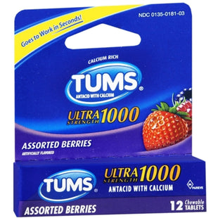 Tums Antacid Ultra Strength 1000 Assorted Berry 12 Tablets - Health Care > Vitamins & Lifestyle Supplements Minerals