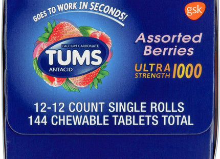 Tums Antacid Ultra Strength 1000 Assorted Berry 12 Tablets - Health Care > Vitamins & Lifestyle Supplements Minerals