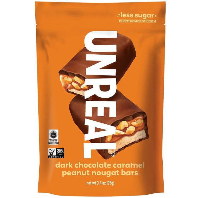 Unreal Dark Chocolate Caramel Peanut Nougat Bar Non-gmo Candy 3.4oz - Food & Beverages > Sweets Assortments