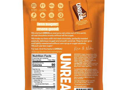 Unreal Dark Chocolate Caramel Peanut Nougat Bar Non-gmo Candy 3.4oz (12 Pack) - Food & Beverages > Sweets Assortments