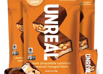 Unreal Dark Chocolate Caramel Peanut Nougat Bar Non-gmo Candy 3.4oz (6 Pack) - Food & Beverages > Sweets Assortments