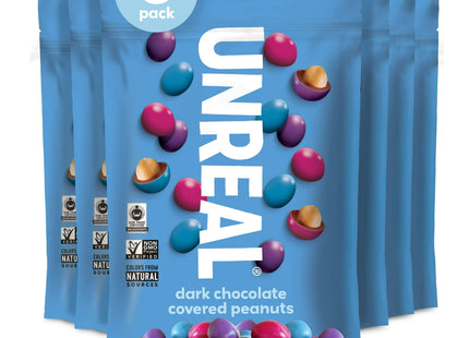 UNREAL Dark Chocolate Covered Peanut Gems Candy 5oz (6 Pack) - Food & Beverages > Sweets Assortments