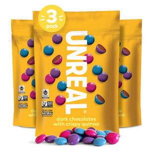 Unreal Dark Chocolate with Crispy Quinoa Gems Zero Sugar Non-GMO 5oz (3 Pack) - Food & Beverages > Sweets Assortments