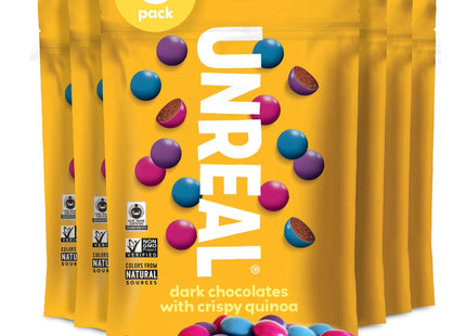 Unreal Dark Chocolate with Crispy Quinoa Gems Zero Sugar Non-GMO 5oz (6 Pack) - Food & Beverages > Sweets Assortments