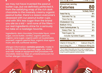 UNREAL Dark Chocolate Peanut Butter Cups Non-GMO Gluten Free 4.2oz - Food & Beverages > Sweets Assortments