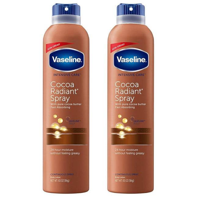 Vaseline Intensive Care Radiant Spray Moisturizer Cocoa Butter 6.5oz (2 Pack) - Personal > Skin Lotion &