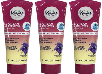 Veet Fast Acting Leg-Body Hair Remover Gel Cream Sensitive Skin 6.78oz (3 Pack) - Personal Care > Shaving & Grooming