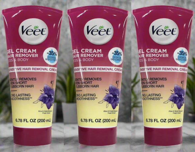 Veet Fast Acting Leg-Body Hair Remover Gel Cream Sensitive Skin 6.78oz (3 Pack) - Personal Care > Shaving & Grooming