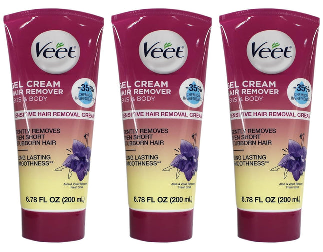 Veet Fast Acting Leg-Body Hair Remover Gel Cream Sensitive Skin 6.78oz (3 Pack) - Personal Care > Shaving & Grooming